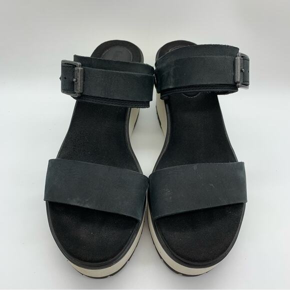Timberland Koralyn Wedge Double Strap Sporty Buckle Sandal Black/White Size 10 - Picture 6 of 12